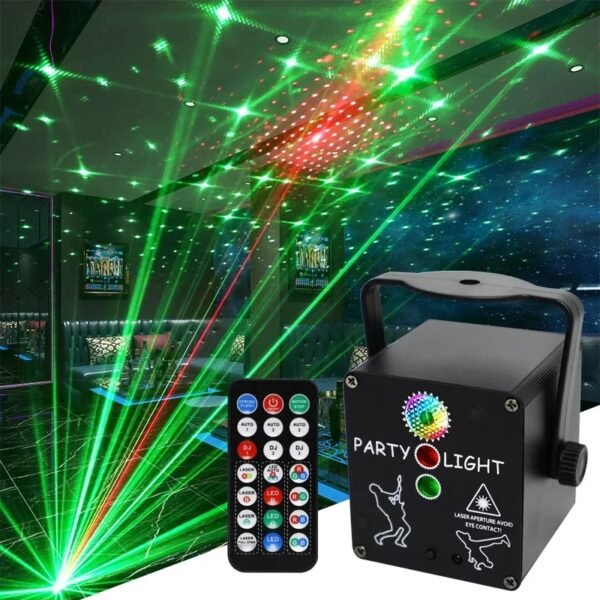 Mini laser discoteca USB rojo y verde con lampara led - Imagen 5