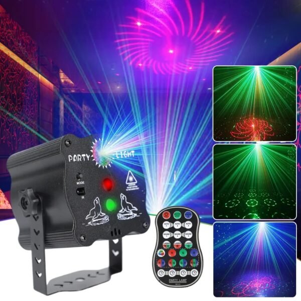 Mini laser discoteca USB rojo y verde con lampara led - Imagen 4
