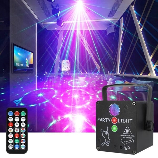 Mini laser discoteca USB rojo y verde con lampara led - Imagen 3