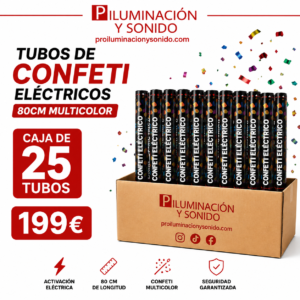 Caja 25 Tubos de Confeti Electrico 80cm