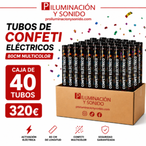 Caja 40 Tubos de Confeti Electrico 80cm (Multicolor)